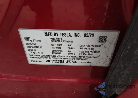 2020 Tesla Model X Long Range Dual Motor All-Wheel Drive/Long Range Plus Dual Motor All-Wheel Drive from USA, damaged, VIN 5YJXCBE21LF272347